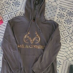 Realtree Charcoal Hoodie with Camo Logo Mens Medium